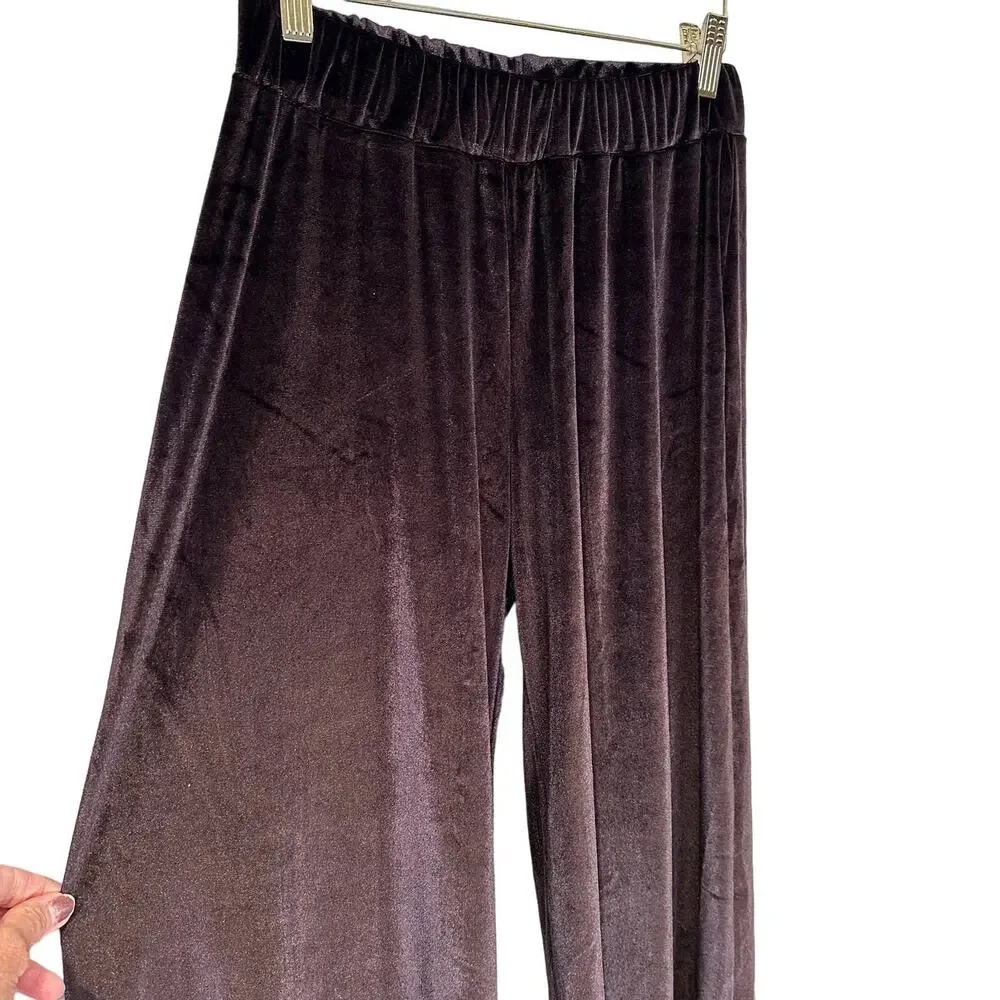 NWT Nasty Gal Velour Wide leg trouser size 6  Chocolate Brown - Picture 5 of 7